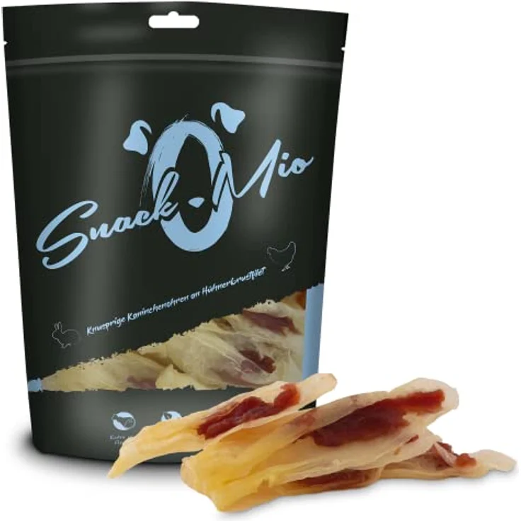 SnackOMio Premium Hundesnack, knusprige Kaninchenohren mit Hühnerbrustfilet, getreidefrei, 1x70g, luftgetrocknet, BARF geeignet – Bild 2