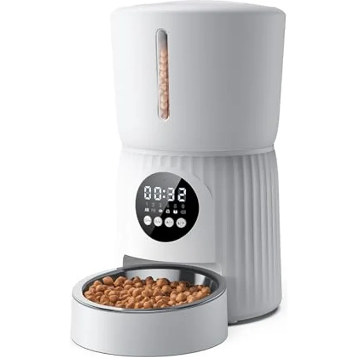 faroro Futterautomat Katze 4L, Automatischer Futterspender für Hunde, mit personalisierter Aufnahme und transparentem Lagertank