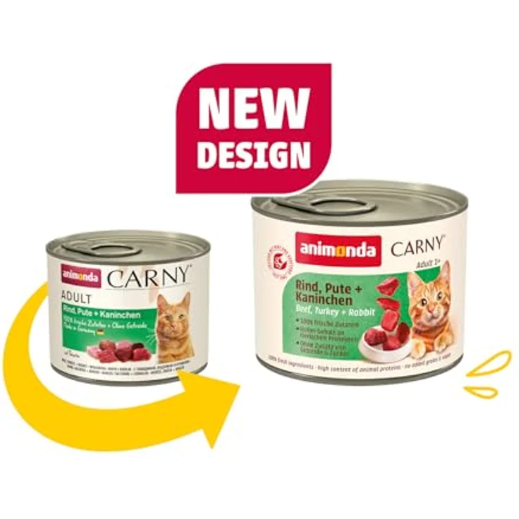 animonda Carny Katzen Nassfutter Rind + Pute + Kaninchen, getreidefreies Futter ohne Zucker, 6 x 200g, mit frischen fleischigen Zutaten – Bild 2