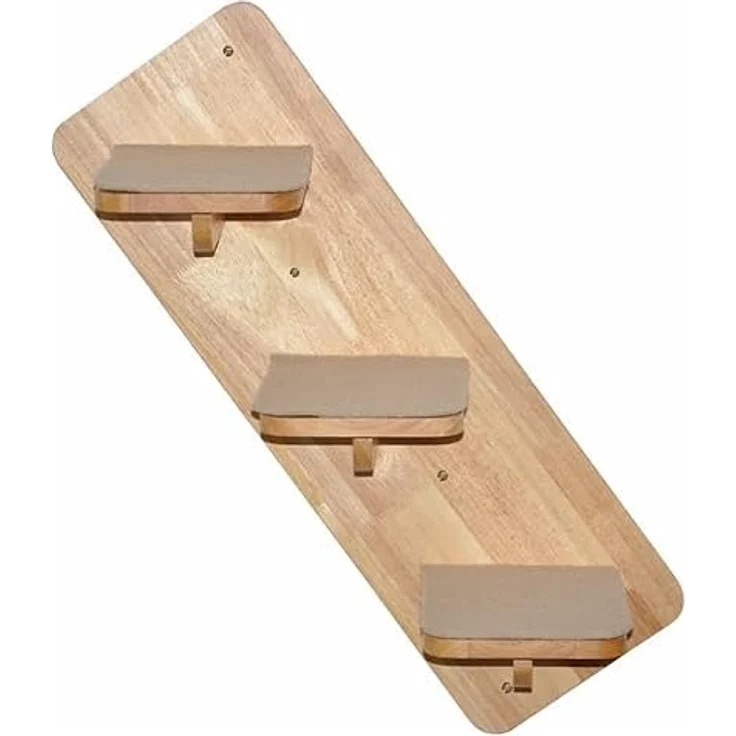 nanook Kratzbaum Katzentreppe Kletterwand 3-stufig - Wandkratzbaum - 60 x 20 cm - zur Wandmontage - Naturfarben aus Kautschukholz – Bild 1