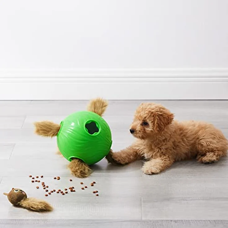 Nina Ottosson Dog Snuffle N' Treat Ball, Intelligenzspielzeug mit 6 Plüsch-Streifenhörnchen für Hunde, fördert mentale Stimulation und Nasenarbeit – Bild 6