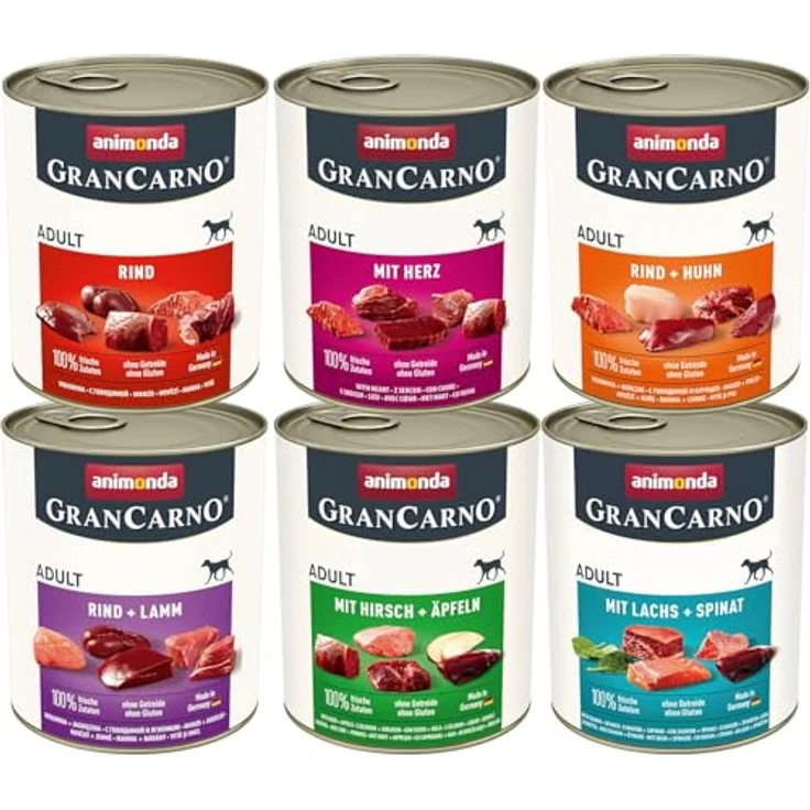 animonda GranCarno Adult Herzhafte Variation, Hunde Nassfutter mit 100% frischen, fleischlichen Zutaten, getreidefrei, 6 x 800 g – Bild 1