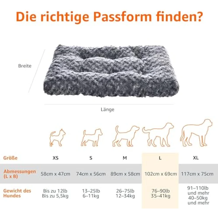 Amazon Basics Maschinenwaschbar Hundebett für Große Hunde, strapazierfähiges und waschbares Design, 102 x 69 x 9 cm, Graue Wirbel – Bild 5