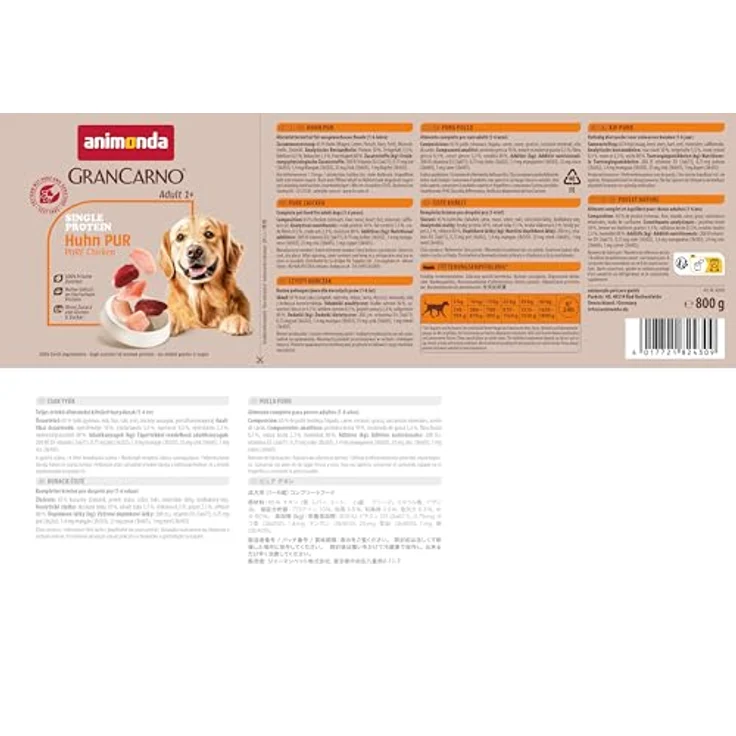 animonda GranCarno single protein Huhn pur, Hunde-Nassfutter 24x800g, ausgewogene Ernährung für ausgewachsene Hunde, made in Germany – Bild 8