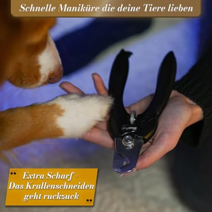BluePet Profi Krallenschere für Hunde & Katzen, extra scharfer Krallenschneider mit einstellbarer Größe und integrierter Feile für alle Krallendurchmesser – Bild 3