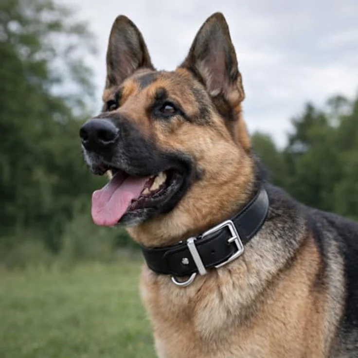 Stalco Hundehalsband aus Echtleder, extra breit, verstellbar mit Metallschnalle, schwarz, 4 x 75 cm, stabil und komfortabel für mittelgroße und große Hunde – Bild 4