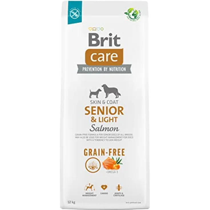 Brit Care Dog Grain Free Senior und Light, 12 kg Trockenfutter für ältere Hunde ab 7 Jahren, Gewichtsmanagement