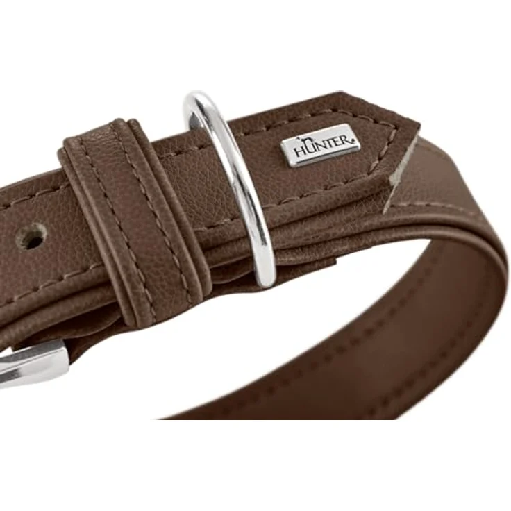 HUNTER Hundehalsband Amalfi, schokobraun, vegan, Kunstleder in Nappa-Optik, weich und pflegeleicht, Größe 60, Made in Germany – Bild 3