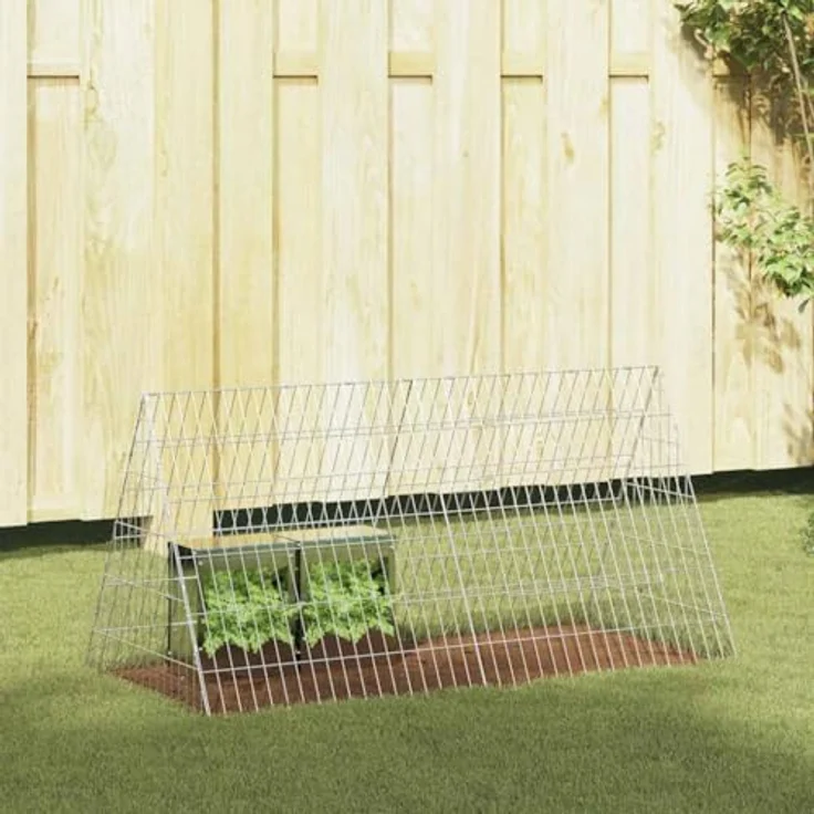 vidaXL Hasenkäfig Silber 650 x 55 x 55 cm, verzinkter Stahl, wetterbeständig und rostfrei für Garten und Terrasse – Bild 1
