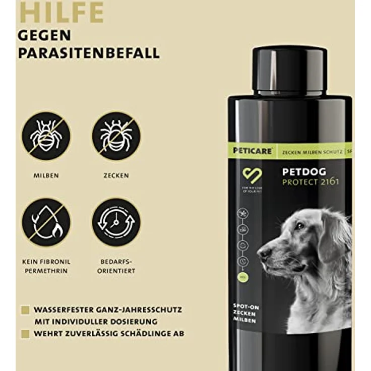 Peticare® PetDog Protect 2161, Zeckenschutz Spot-On für Hunde, pflanzlich, Fipronil-frei, wasserfest, 24h Langzeitwirkung durch PRS® System – Bild 2
