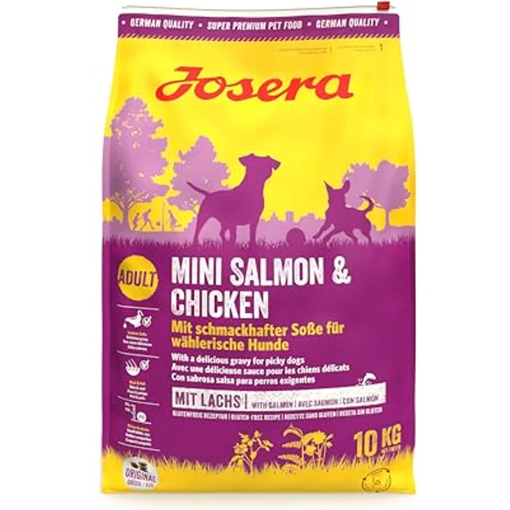 JOSERA Mini Salmon & Chicken, 10 kg Premium Trockenfutter für kleine Hunderassen, mit Soßenpulver, ohne Tierversuche – Bild 1