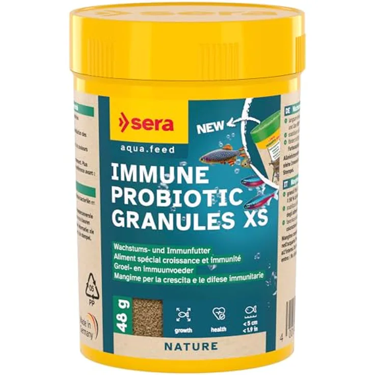 sera Immune Probiotic Granules XS 100 ml | Probiotisches Wachstumsfutter für Zierfische bis 4 cm | Förderung von schnellem Wachstum & brillanten Farben | Optimale Futterverwertung & Gesundheitsunterstützung