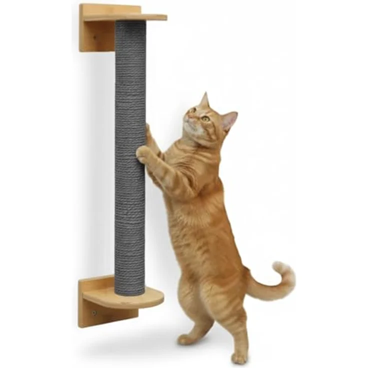 Eyepower Luna, 66 cm Wandkratzbaum für Katzen mit flexiblem Kratzstamm und stabile Wandmontage, Sisal umwickelt, aus echtem Bambus – Bild 1