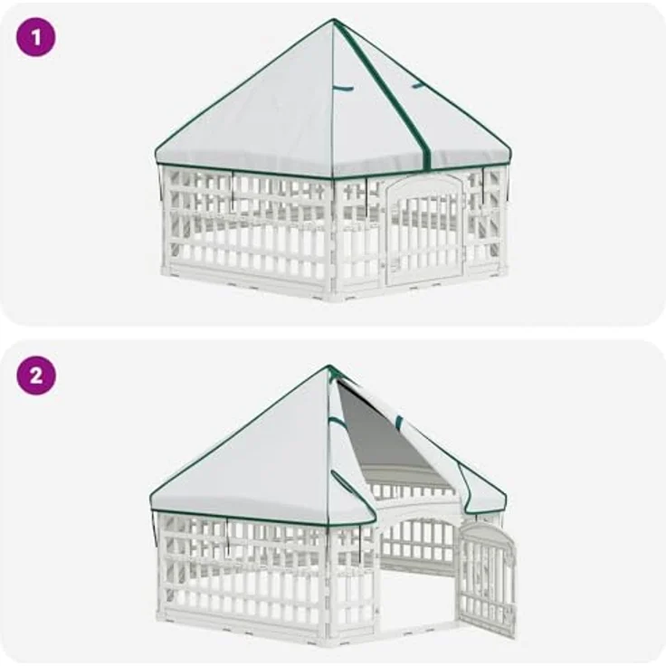 vidaXL Freigehege 6-Panel-Hundespielplatz, flexibles Kunststoffdesign, 177,5 x 154,5 x 112 cm, wetterbeständig, weiß – Bild 6