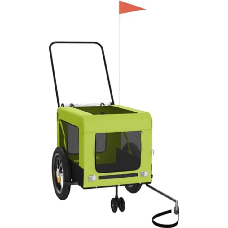 vidaXL Hunde-Transportbox Fahrradanhänger Hunde Schwarz Oxford-Gewebe Eisen 45 kg Traglast 4 große Räder – Bild 5
