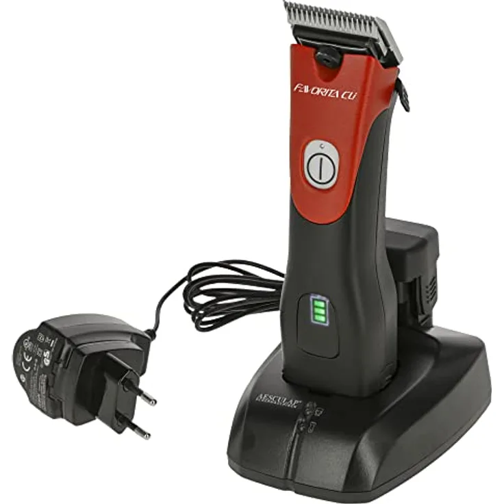 Aesculap Favorita CLi, Schermaschine mit 2 Akkus, Signalrot, bürstenloser Motor, 3.300 Hübe, Modell 2022, GT236-SR