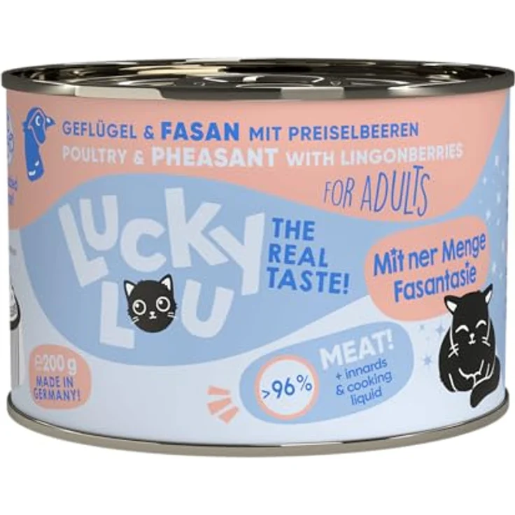 Lucky Lou Lifestage Adult Katzen-Nassfutter, Geflügel und Fasan, 24x200g, getreide- und zuckerfrei – Bild 1