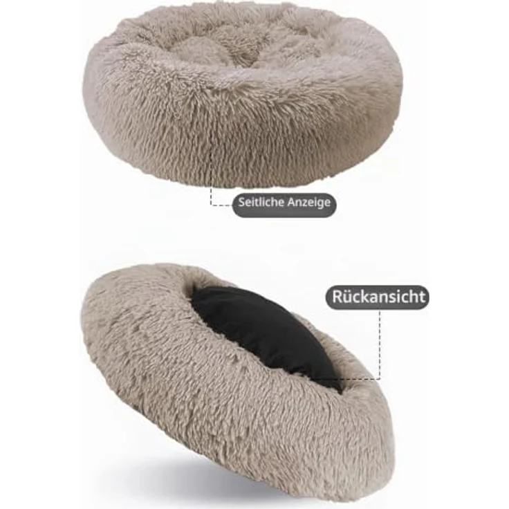 Nisrada Hundebett rund, 80cm, waschbar, weich, rutschfester Boden für kleine und mittelgroße Hunde, Katzen und Welpen – Bild 5