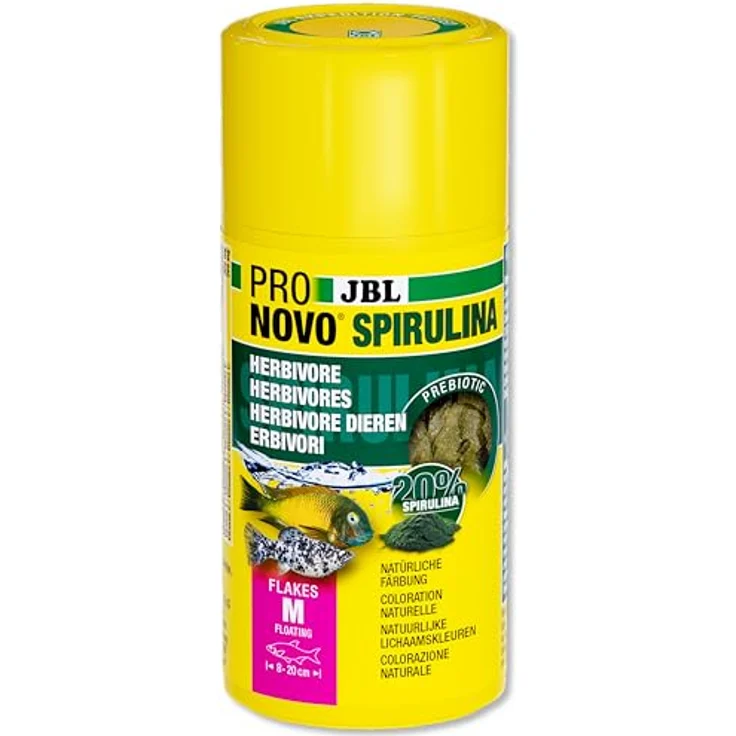 JBL PRONOVO SPIRULINA FLAKES, Fischfutter-Flocken für Aquarienfische 8-20 cm, Prebiotisch, 1000 ml – Bild 1
