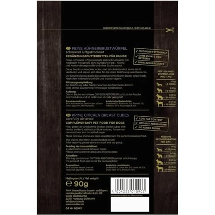 NATURAL SNACKIES Feine Hühnerbrustwürfel 400g, Luftgetrocknete Hundesnacks, ohne Getreide, Zucker und künstliche Zusatzstoffe – Bild 2