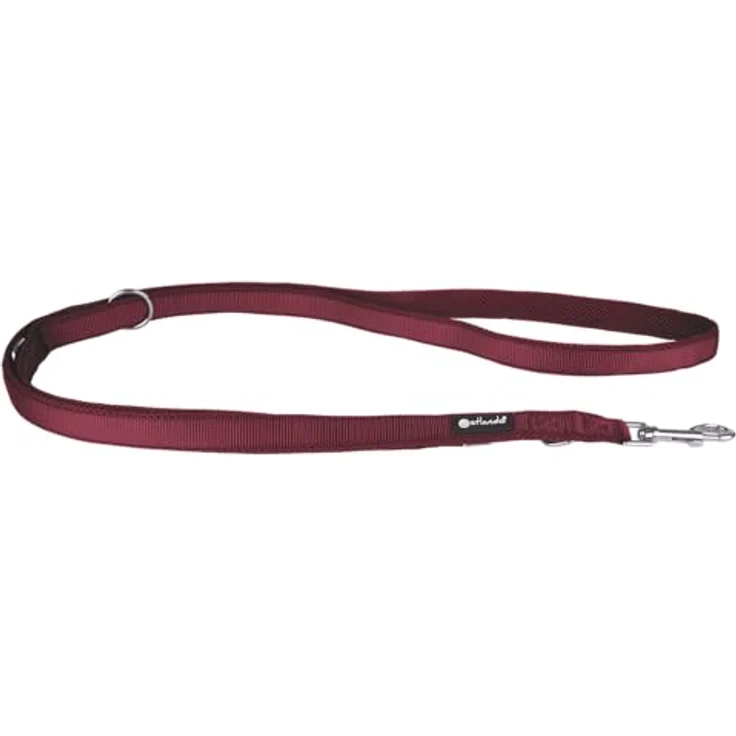 Petlando Hundeleine 2m Mesh weich gepolstert, Bordeaux, 3-fach verstellbar für mittelgroße Hunde, 230x2,5cm – Bild 1