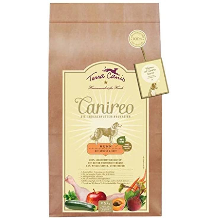 Terra Canis Canireo Trockenfutter Huhn, 1 kg mit 64% frischem Muskelfleisch und ausgewählten Gemüsesorten – Bild 2