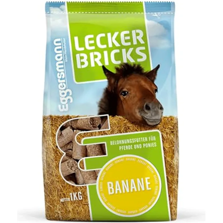Eggersmann Mein Pferdefutter 1 kg Pferde-Leckerlis, Lecker Bricks mit natürlichem Banane-Geschmack, perfekt als Belohnung für Pferde & Ponys
