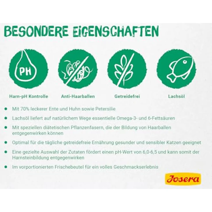 JOSERA Paté Ente & Huhn mit Petersilie, Premium Nassfutter für Katzen, getreidefrei, mit Lachsöl, 16 x 85 g im Frischebeutel – Bild 3