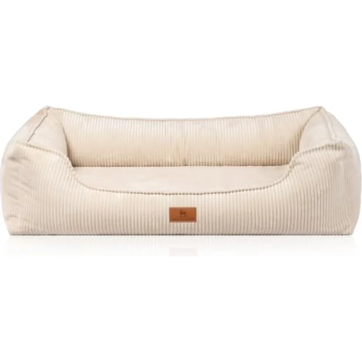 Knuffelwuff Nunavut S, orthopädisches Hundebett aus Cord, 70 x 50 cm, Beige, abnehmbarer Bezug, waschbar, rutschfester Unterboden, für große, mittelgroße und kleine Hunde – Bild 2