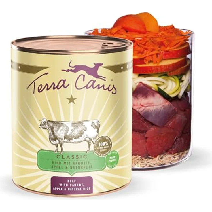 Terra Canis Rind, Karotte & Naturreis - Classic Nassfutter, 800g I Premium Hundefutter in 100% Lebensmittelqualität, allergen- & getreidearm, glutenfrei – Bild 1