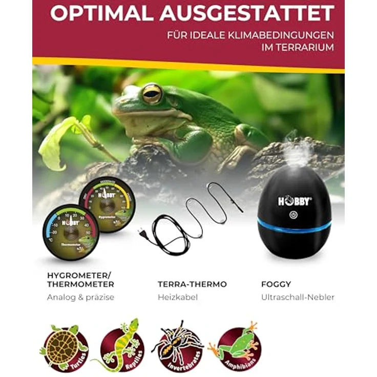HOBBY Terraristik analoges Hygrometer & Thermometer, zur exakten Kontrolle der Luftfeuchtigkeit und Temperatur in Terrarien, selbstklebend, wartungsfrei – Bild 5