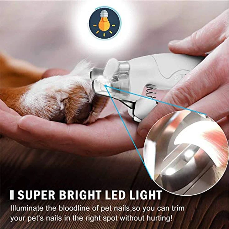 WWVVPET Haustier Nagelknipser mit LED-Licht, professionelle Krallenschneider mit scharfer Klinge und Nagelfeile für mittlere & kleine Hunde und Katzen – Bild 2