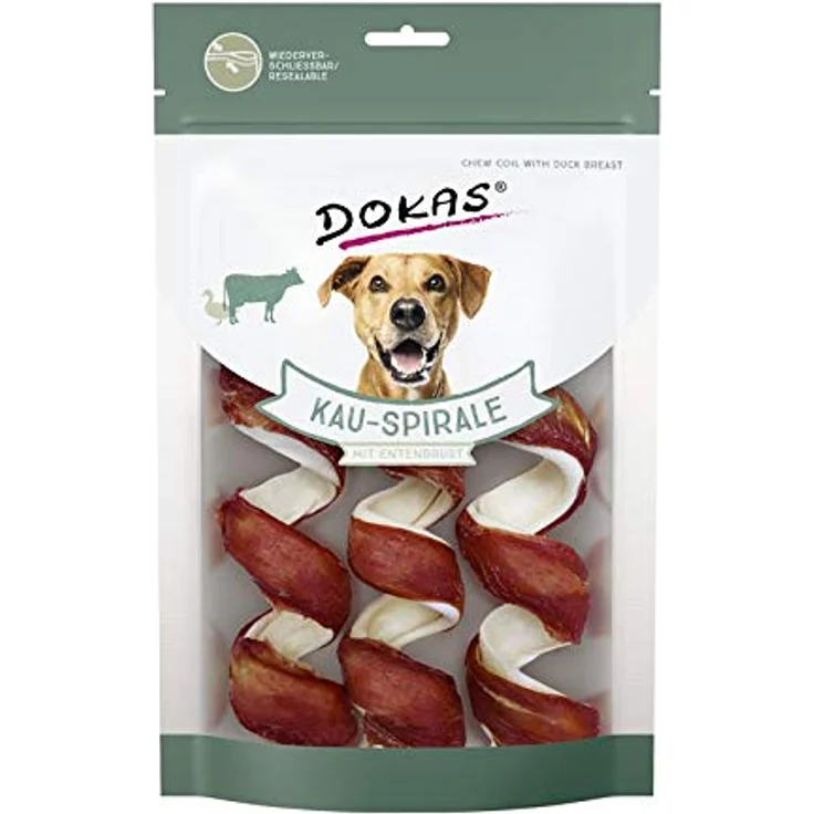 Dokas Kau-Spirale mit Entenbrust, 3 Stück, 8x 110g Hundesnack – Bild 1