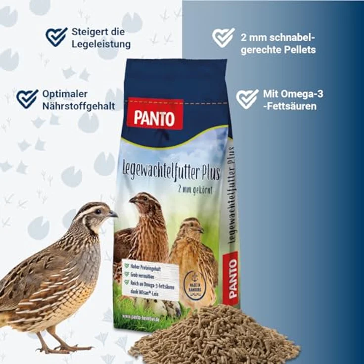 PANTO Legewachtel Plus 10 kg – Gekörntes Wachtelfutter 2mm mit Vitaminen und Mineralien für optimale Legeleistung – Bild 3