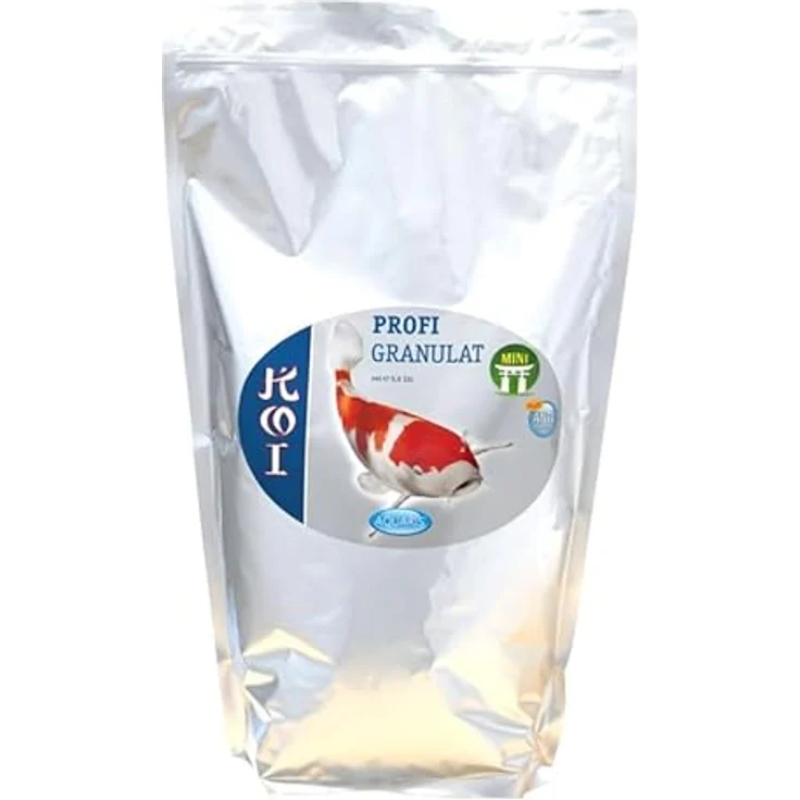 Aquaris Koi Profi Granulat Mini, schwimmendes Koifutter mit Spirulina für gesunde Verdauung und natürliche Pigmentierung, 5,6 L - 1,96 kg, für junge Kois – Bild 1