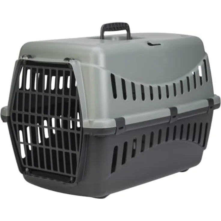 Karlie Hunde-Transportbox Gipsy, Transportbox für Hunde, grau/blau, Größe L (58 x 38 x 38 cm)