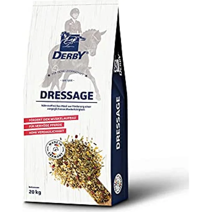 Derby Dressage 20 kg, ausgewogenes Pferdefutter für haferempfindliche und nervöse Pferde, konzentrierte Getreidemischung
