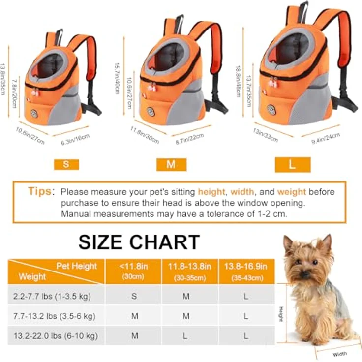 M MUNCASO Hundetrage-Rucksack für kleine Haustiere, atmungsaktives Head-Out-Design, verstellbare Träger, wasserdichter Boden, Medium für Hunde bis 6 kg – Bild 4