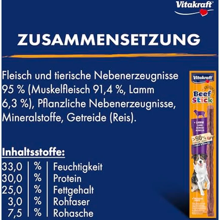 Vitakraft Beef Stick Original, Hundesnack mit über 90% Fleischanteil,糖freie Trainingsleckerlis, 50x 12g – Bild 5