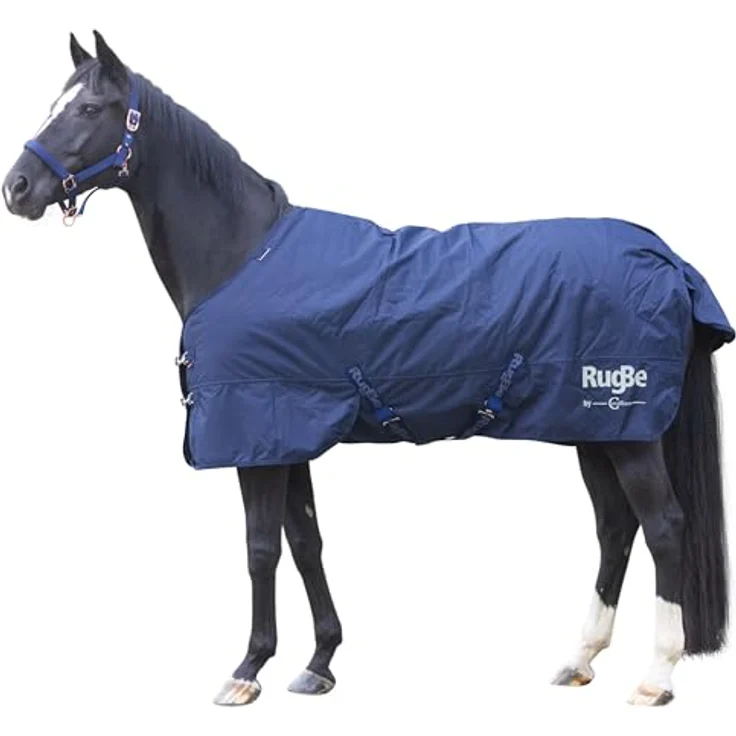 Covalliero RugBe IceProtect 300 g, Winterdecke für Pferde, dunkelblau, 145 cm, reißfestes 600 Denier Polyester, wasserabweisend, klassischer Schnitt – Bild 2