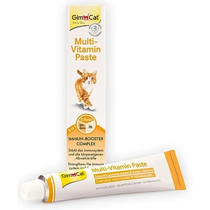 GimCat Multi-Vitamin Paste, Gesunder Katzensnack zur Stärkung des Immunsystems, 200 g Tube – Bild 1