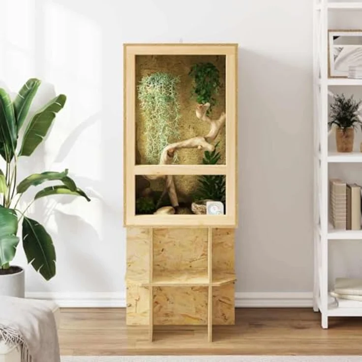vidaXL Terrarium 50 x 50 x 80 cm, braun, aus OSB mit Thermometer für Reptilien und Amphibien, langlebig und vielseitig – Bild 4