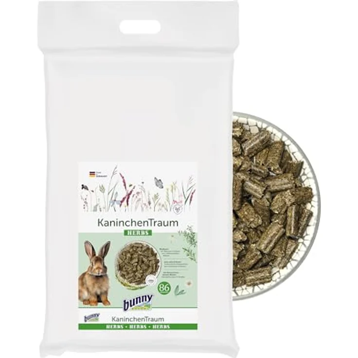 bunny KaninchenTraum herbs, Alleinfutter für Zwergkaninchen mit 42 Grünpflanzen und hohem Rohfaseranteil, 4 kg – Bild 1