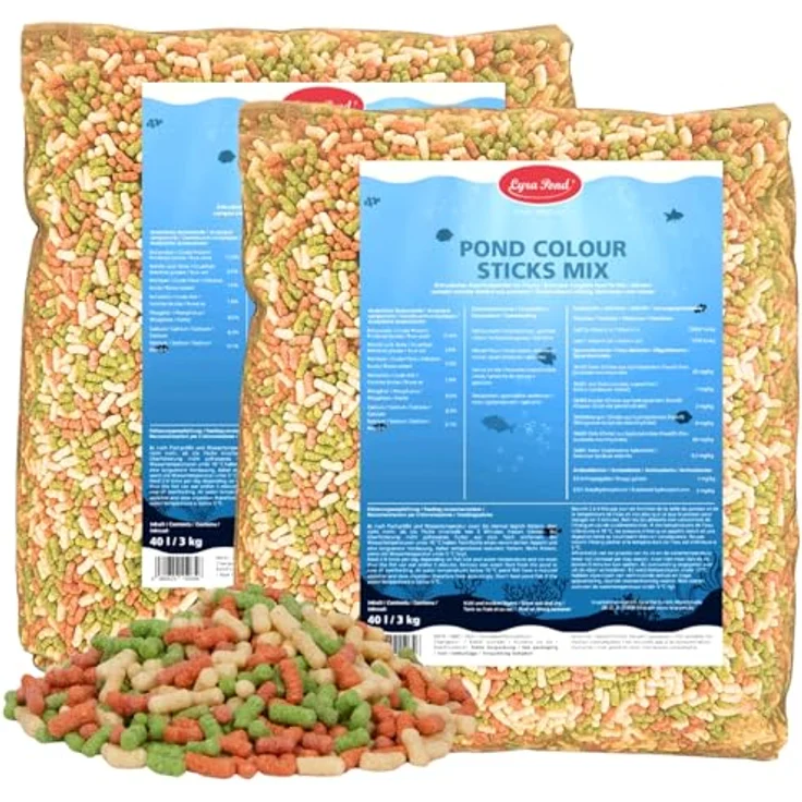 Lyra Pond® Pond Colour Sticks Koi Mix, 2 x 40 L (6 kg) schwimmfähiges Teichfutter zur Farbkräftigung für Teichfische – Bild 1