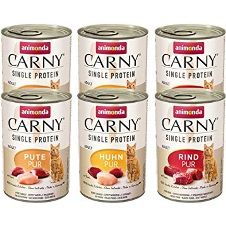 animonda Carny Katzen Nassfutter Single Protein Mix Pur (6 x 400g), hochwertiges Futter mit einer Proteinquelle für ausgewachsene Katzen – Bild 1