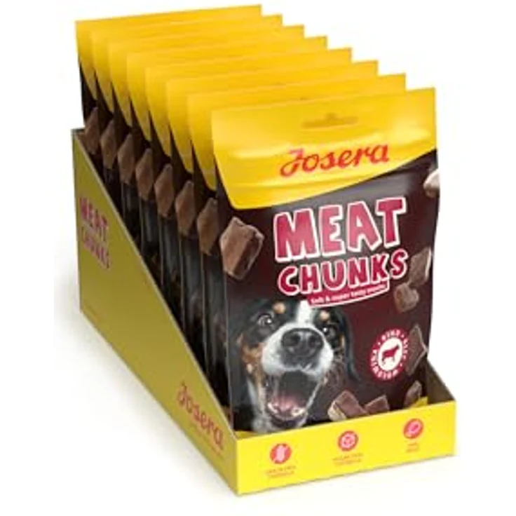 JOSERA Meat Chunks Beef, 8er Pack, 70 g Snacks mit 90% Rindfleischanteil, zucker- und getreidefrei, schonend getrocknet – Bild 3