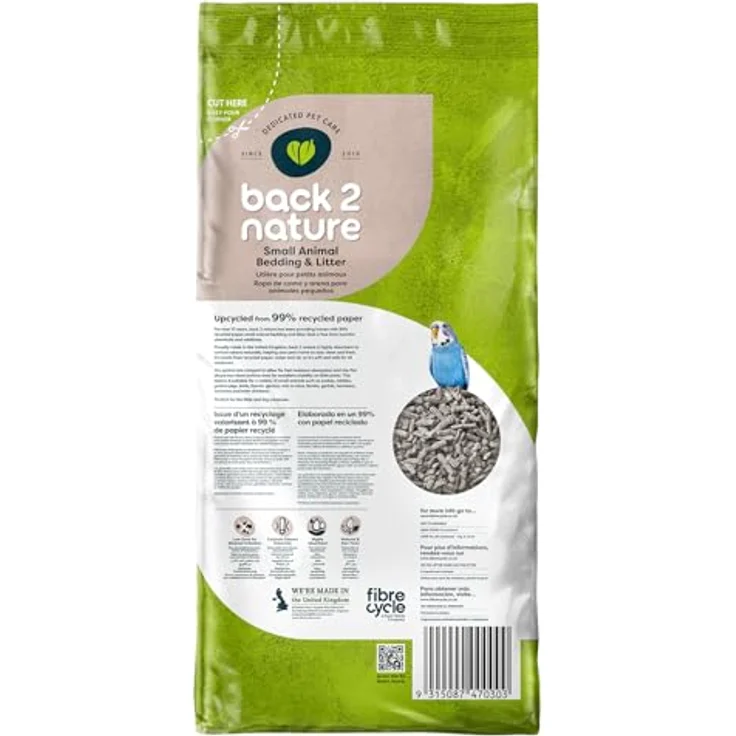 Back-2-Nature Kleintierstreu und Einstreu 30L, 99% recyceltes Papier, geruchskontrollierend, sehr saugfähig, weich zu den Füßen – Bild 3