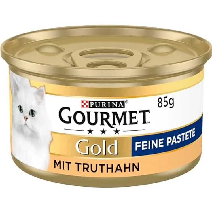 GOURMET Gold Feine Pastete mit Truthahn, 12x85g, ideal für ausgewachsene Katzen