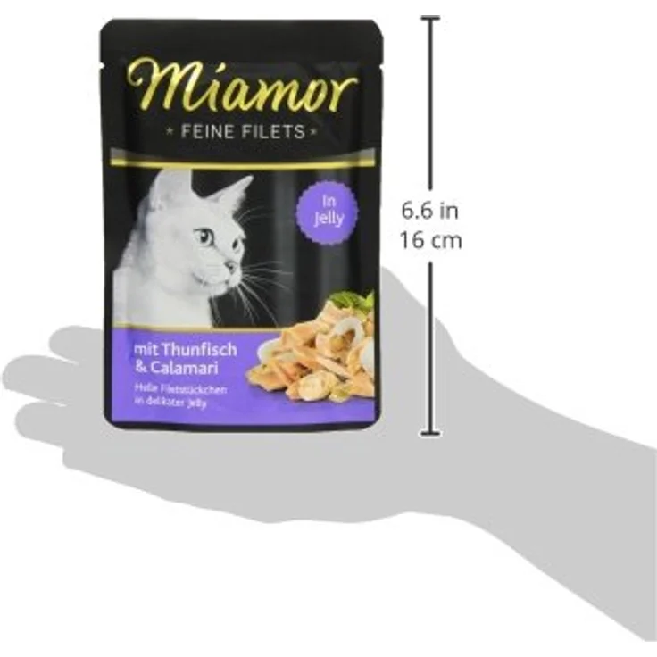 Miamor Feine Filets in Jelly Thun & Calamari, Ergänzungsfuttermittel für Katzen, 24x100g, fettarm und leicht verdaulich – Bild 3