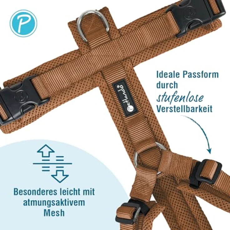 Petlando Brustgeschirr Mesh Y-Comfort XL Cognac (Halsumfang 60-108 cm, Brustumfang 68-100 cm) – Bild 3